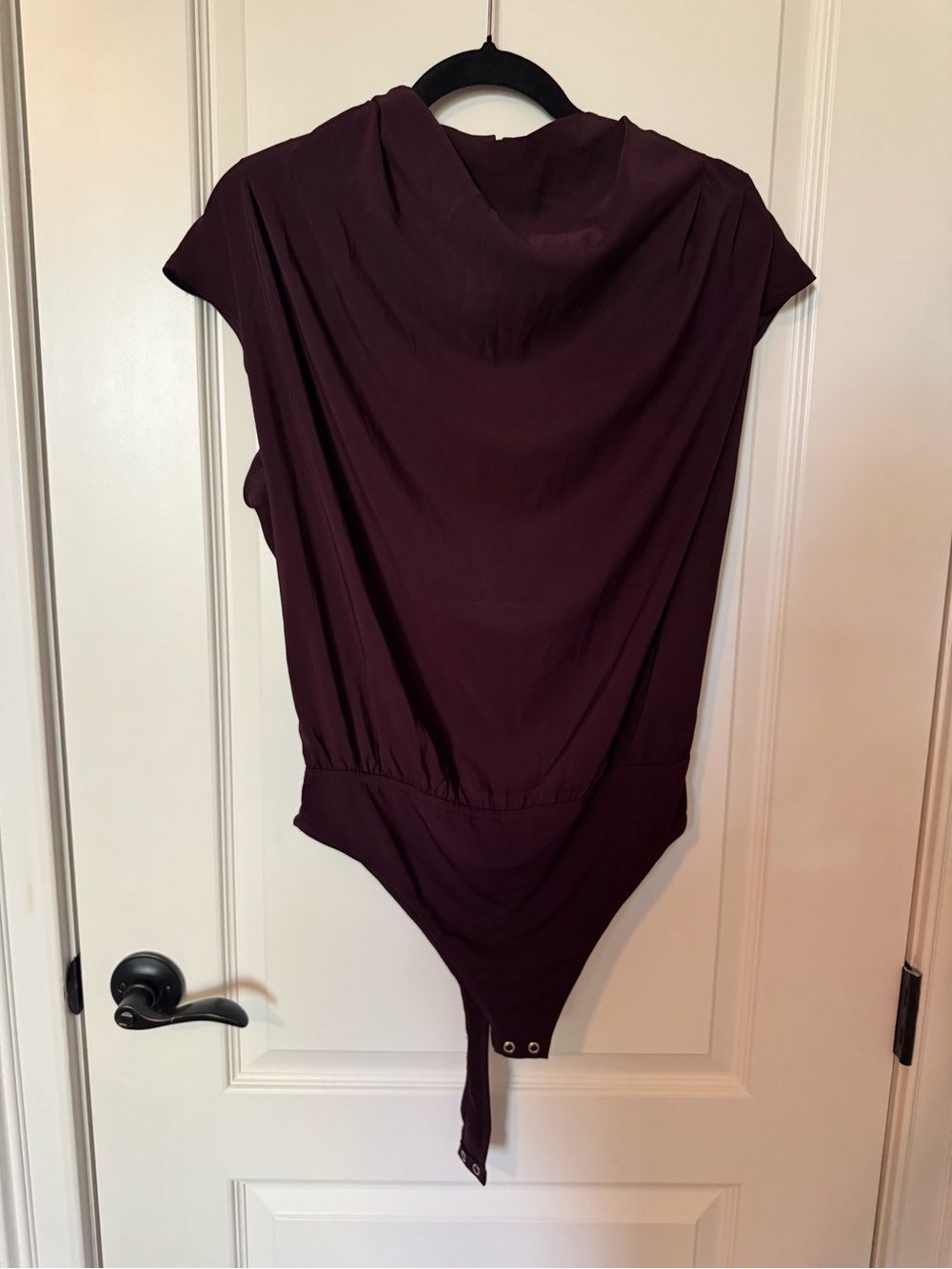 Womens Cowl Neck One-Piece Bodysuit in Deep Burgundy